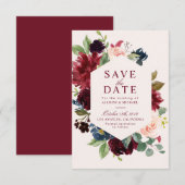 Bourgogne blos bloemensave the date kaart (Voorkant / Achterkant)