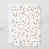 Bourgogne, Blue & Gold Confetti Wedding Jubileum Kaart (Achterkant)