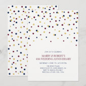 Bourgogne, Blue & Gold Confetti Wedding Jubileum Kaart (Voorkant / Achterkant)