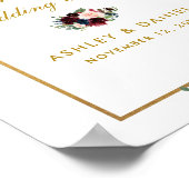 Bourgogne Blue Gold Floral Wedding Custom Poster (Hoek)