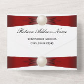 Bourgogne & Blue Pearl Lint Bruiloft & RSVP Alles All In One Uitnodiging (Achterkant)