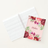 Bourgogne Blush Bloem Monogram Gepersonaliseerde n Notitieboek (Binnen)