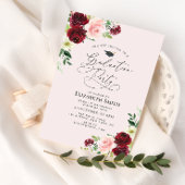 Bourgogne Blush Bloemen Afstudeerfeest Kaart