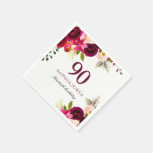 Bourgogne Blush Bloemen Boho 90ste verjaardagsfees Servet (Hoek)