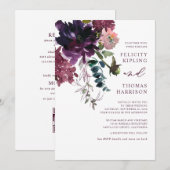 Bourgogne & Blush Bloemen Botanische Wijnmakerij H Kaart (Voorkant / Achterkant)