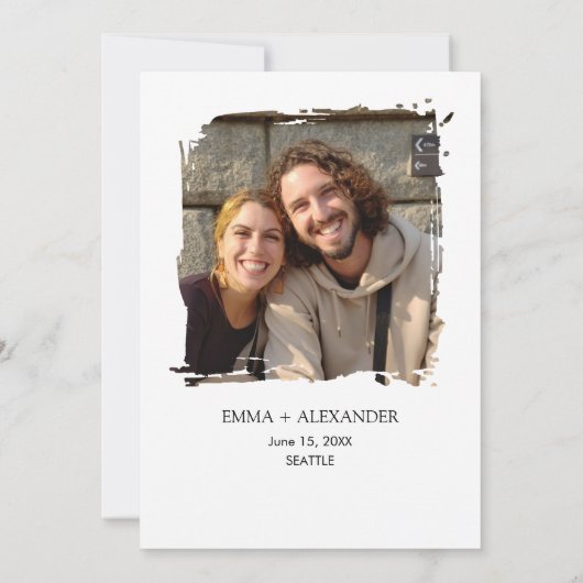 Bourgogne Blush Bloemen Foto Huwelijksuitnodiging Kaart (Achterkant)