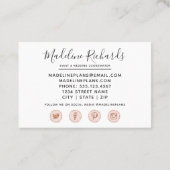 Bourgogne & Blush Bloemen met Social Media Iconen Visitekaartje (Achterkant)