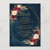 Bourgogne Blush Bloemen Moderne Geometrische Detai Informatiekaartje (Voorkant)