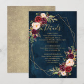 Bourgogne Blush Bloemen Moderne Geometrische Detai Informatiekaartje (Voorkant / Achterkant)