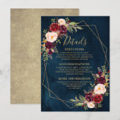 Bourgogne Blush Bloemen Moderne Geometrische Detai Informatiekaartje (Voorkant / Achterkant)