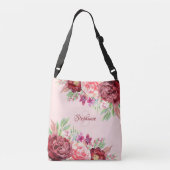 Bourgogne Blush Bloemen Monogram Crossbody Tas (Achterkant)