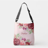 Bourgogne Blush Bloemen Monogram Crossbody Tas (Voorkant)