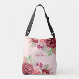 Bourgogne Blush Bloemen Monogram Crossbody Tas