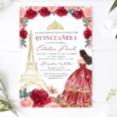 Bourgogne Blush Bloemen Quinceanera Uitnodiging, R Kaart