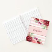 Bourgogne Blush Bloemen Roze Strepen Gepersonalise Notitieboek (Binnen)