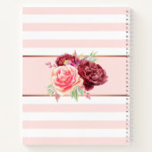 Bourgogne Blush Bloemen Roze Strepen Gepersonalise Notitieboek (Achterkant)