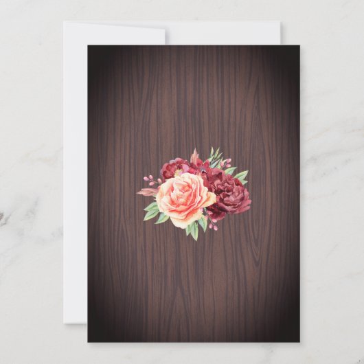 Bourgogne Blush Bloemen String Lights Wedding Kaart (Achterkant)