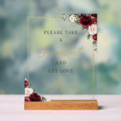 Bourgogne Blush Bloemen Succulent Favoriet Love Gr Acryl Bord (Neutraal)