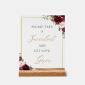 Bourgogne Blush Bloemen Succulent Favoriet Love Gr Acryl Bord (Voorkant)