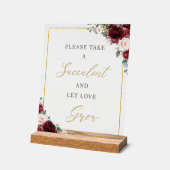 Bourgogne Blush Bloemen Succulent Favoriet Love Gr Acryl Bord (Hoek)