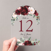 Bourgogne Blush Bloemen Trouwboog Tafelnummer (Insitu (Draagbaar))
