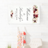 Bourgogne Blush Bloemen vrijgezellenfeest Welkomst Spandoek (Insitu)