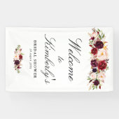 Bourgogne Blush Bloemen vrijgezellenfeest Welkomst Spandoek (Horizontaal)