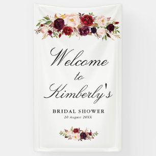 Bourgogne Blush Bloemen vrijgezellenfeest Welkomst Spandoek