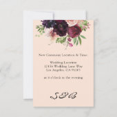 Bourgogne & Blush Bloemen Wijzig de datum Save The Date (Achterkant)