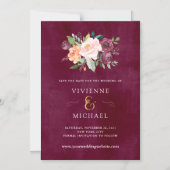 Bourgogne Blush | Bloemenbruiloft Save the Date Magnetische Uitnodiging (Voorkant)