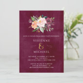 Bourgogne Blush | Bloemenfoto Verlovingsfeest Kaart (Staand voorkant)