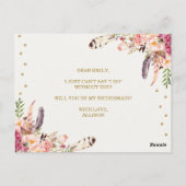 Bourgogne Blush Boho Floral Be My Bridesmaid Kaart (Achterkant)