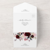 Bourgogne Blush Dusty Roos Rood Bruiloft Details R All In One Uitnodiging (Buitenkant)