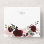 Bourgogne Blush Dusty Roos Rood Bruiloft Details R All In One Uitnodiging (Achterkant)