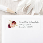  Bourgogne, Blush en Gold Floral Wedding Etiket (Insitu)