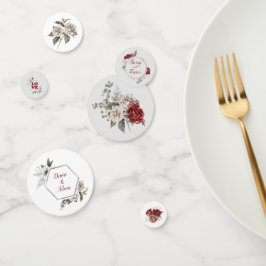 Bourgogne, Blush en White Roses Wedding Table Confetti