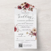 Bourgogne Blush Fall Wedding Details QR Code RSVP All In One Uitnodiging (Binnen)