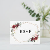 Bourgogne Blush Floral Botanische Geometrische RSV Briefkaart (Staand voorkant)