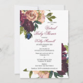 Bourgogne | Blush Floral Girl Virtual Baby shower Kaart (Voorkant)