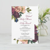 Bourgogne | Blush Floral Girl Virtual Baby shower Kaart (Staand voorkant)