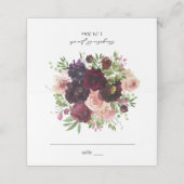 Bourgogne & Blush Floral - Roze Plaatskaartje (Buitenkant ongevouwen)