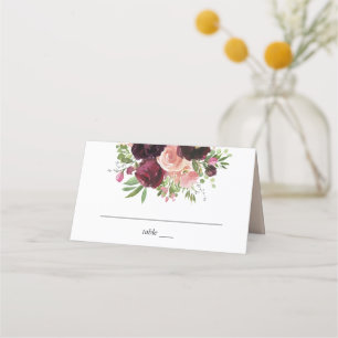 Bourgogne & Blush Floral - Roze Plaatskaartje