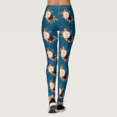 Bourgogne Blush Flowers Ocean Blue Pattern Leggings (Achterkant)