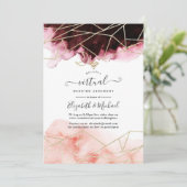 Bourgogne & Blush Geometric Online Virtual Weddens Kaart (Staand voorkant)