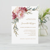 Bourgogne Blush Goud Bloemen Groen Vrijgezellenfee Kaart (Staand voorkant)