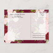 Bourgogne Blush Goud Bloemen Monogram opslaan van  Aankondigingskaart (Achterkant)