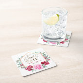 Bourgogne Blush Goud Bloemen Save the Date Kartonnen Onderzetters (Insitu)