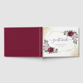 Bourgogne Blush Goud Geometrische Bloemen Bruiloft Gastenboek (Volledig)
