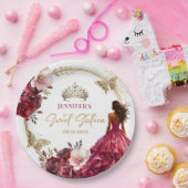 Bourgogne Blush Goud Prinses Bloemen Zoet 16 Papieren Bordje (Feest)