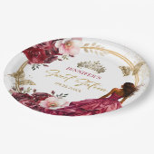 Bourgogne Blush Goud Prinses Bloemen Zoet 16 Papieren Bordje (Gekanteld)